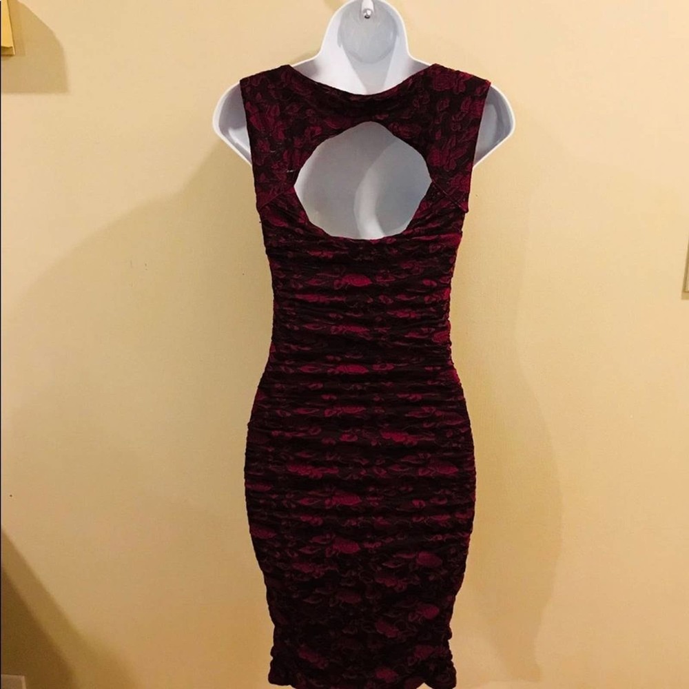 Free People Bodycon Mini Dress Cutout Maroon XS - Picture 11 of 16
